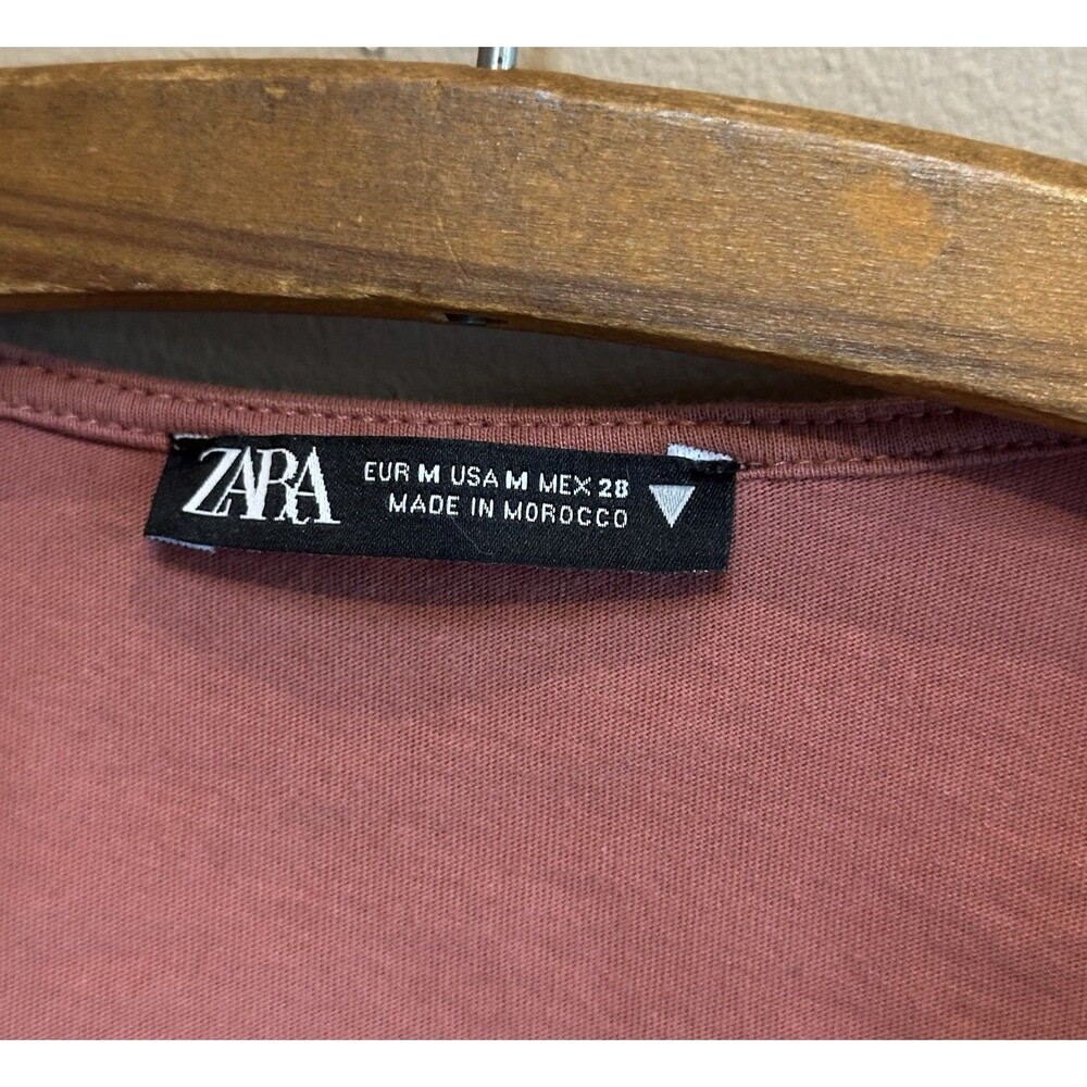 Zara Pink Bell Sleeve Tie Peplum Blouse 100% Cotton Women's Size Medium EUC - Picture 7 of 13